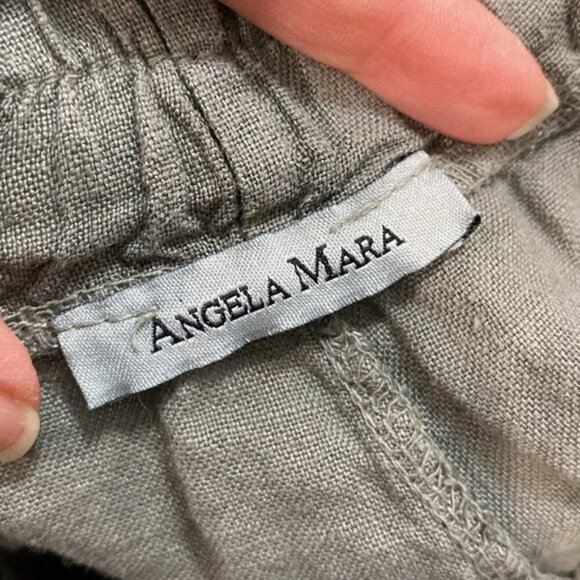 Angela Mara Green Linen Culotte Capris Pants Size Medium - Picture 11 of 14
